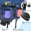 3 Pieces Folding Camping Table Stool Set with 2 Retractable LED Stools