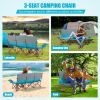 3 Person Folding Camping Chair with 2 Cup Holders Cotton Padding & Storage Bag