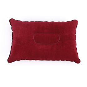 Portable Fold Inflatable Air Pillow Outdoor Travel Sleeping Camping PVC Neck Stretcher Backrest Plane Comfortable Pillow (Color: G911D-wine red)