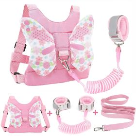 3 in 1 Toddler Harness Leashes + Anti Lost Wrist Link (Color: Pink)