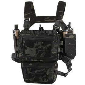 Chest Rig-Tactical Chest Rig Molle Modular Micro Fight Chest Rigs Adjustable&Detachable with 5.56/7.62 Magazine Pouch (Color: BK CP)