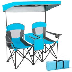 Portable Folding Camping Canopy Chairs with Cup Holder (Color: Blue)