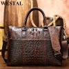 WESTAL Men Briefcase Men's Bag Genuine Leather Office Bags